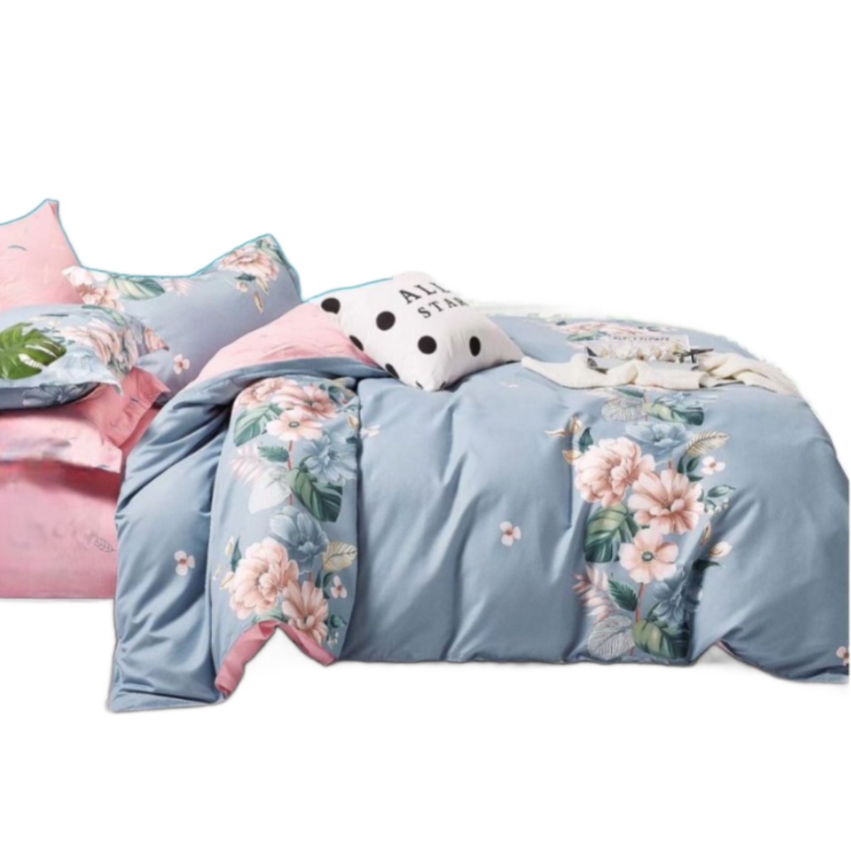 Комплект постельного белья полуторный ZMW "Home Textiles" (37471) Цветы на голубом
