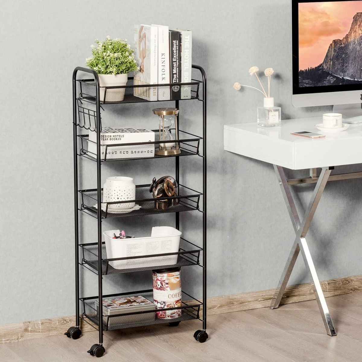 Этажерка на колесах Modern Home 5 ярусов 44 х 25 х 101 см (M50288-5BL) Черная