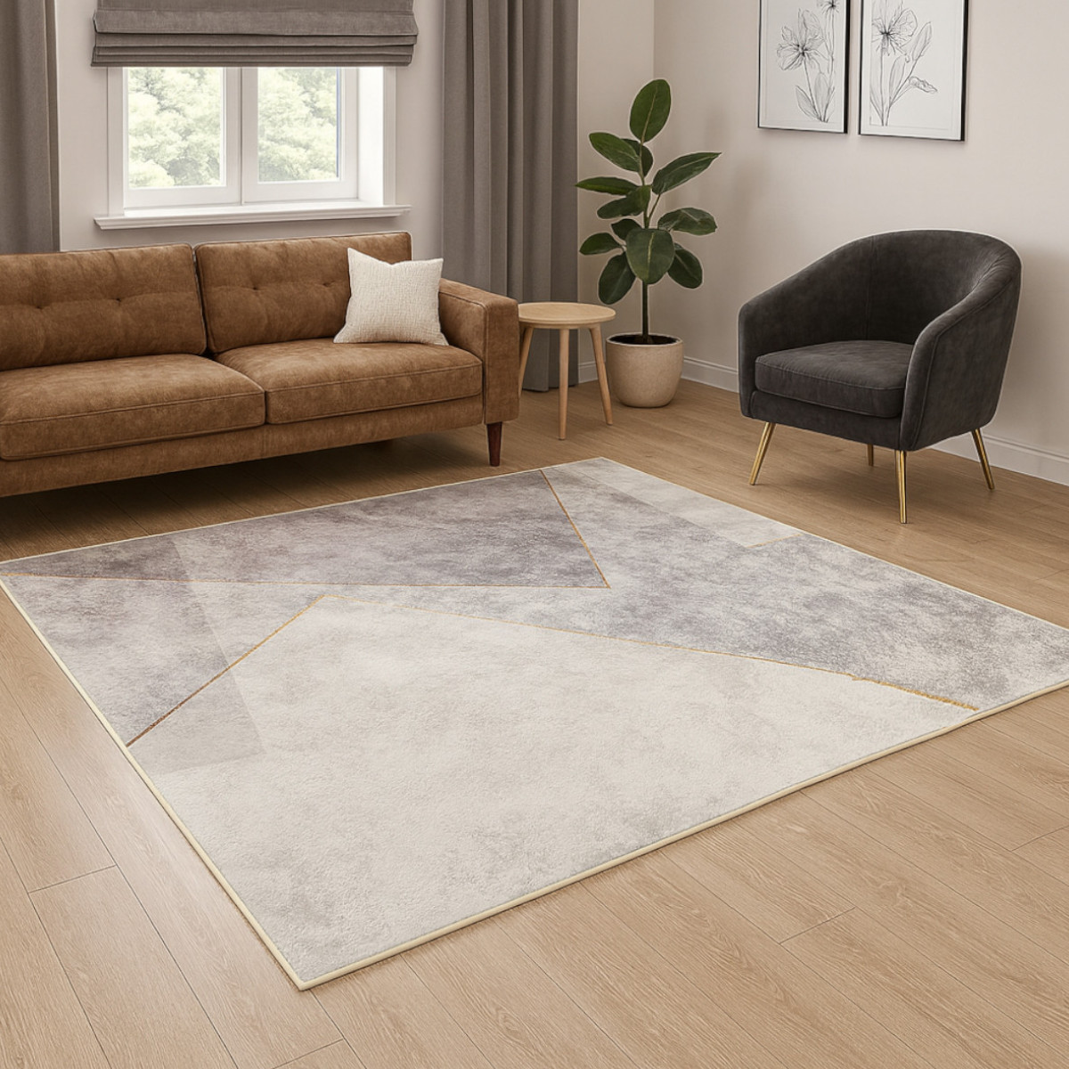Ковер на пол Colorful Home (42681) Серый с золотым