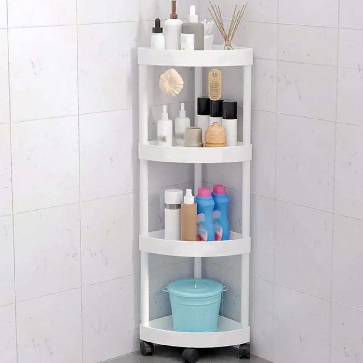 Этажерка угловая на колесах Corner Storage Rack 4 яруса 28 х 22 х 85 см