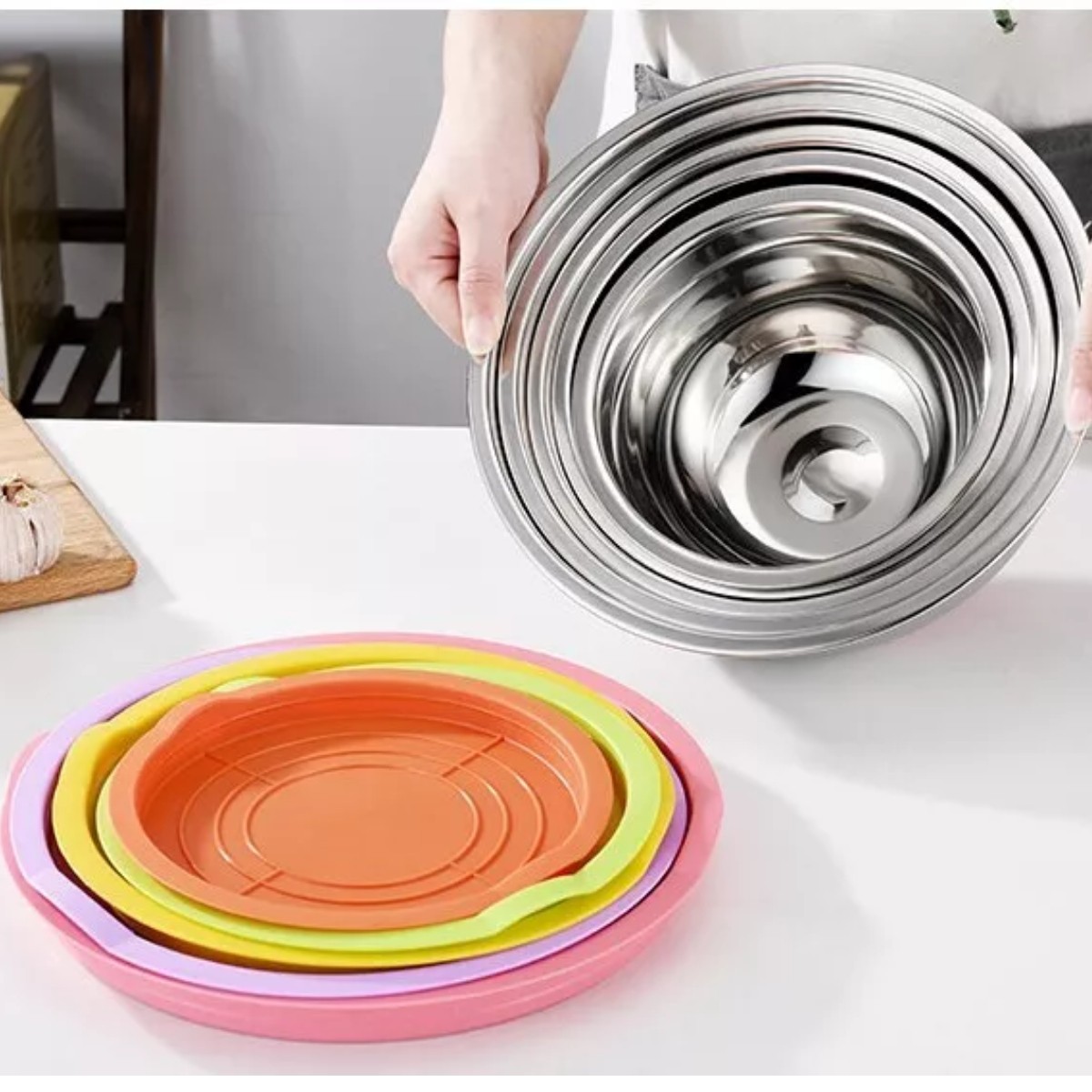 Набір мисок із кришками Salad Bowl із нержавіючої сталі 10 предметів (R93816-10)