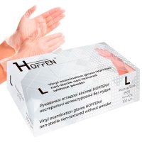 Перчатки виниловые Hoffen смотровые без пудры не текстурированные 100 шт (HFN-15402) Прозрачные