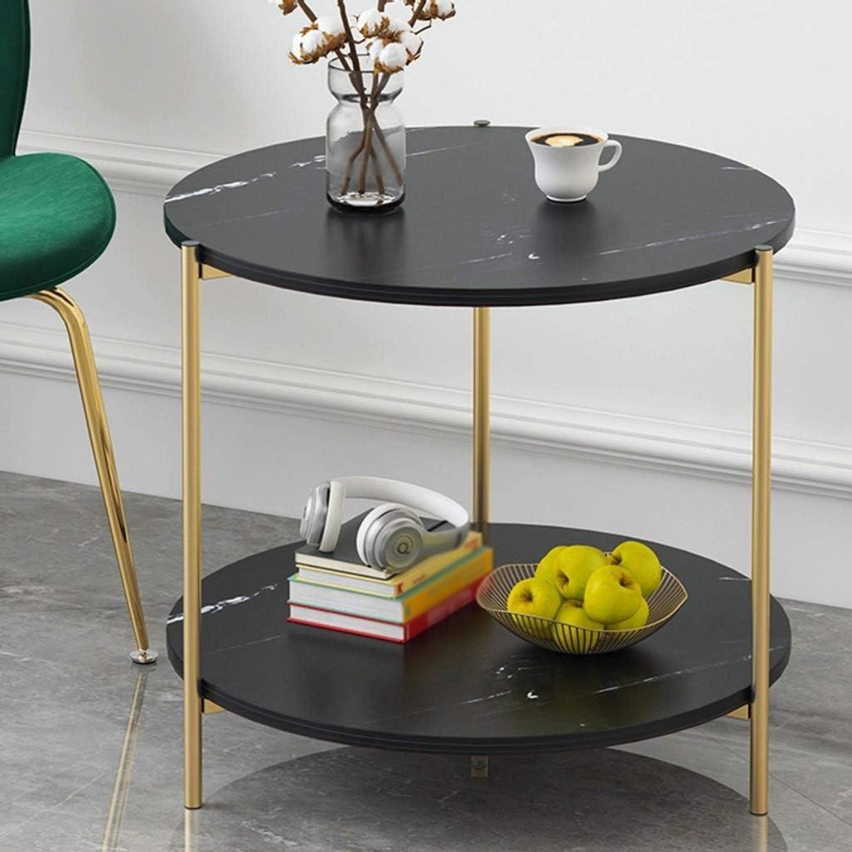 Стол журнальный Modern Home 2 яруса 40 х 40 х 43 см (M50267-BL) Чорний