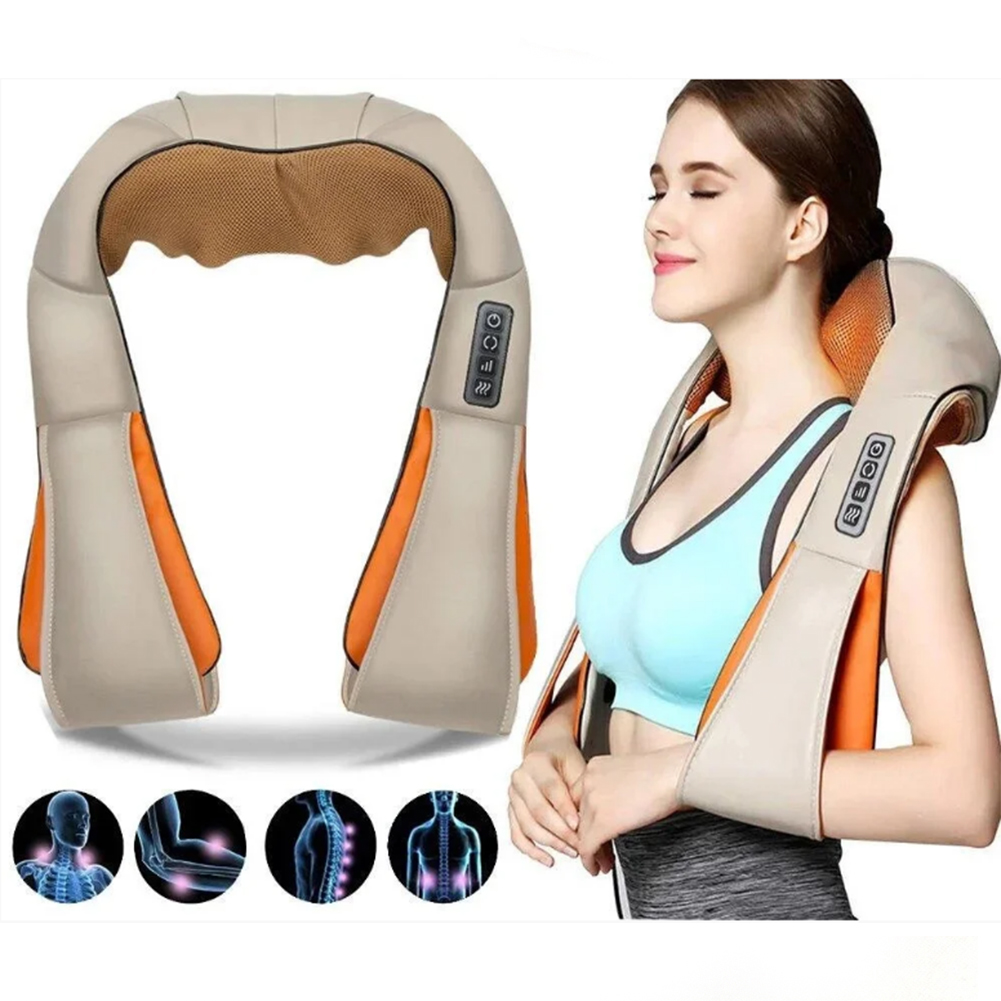 Роликовый электро массажер с ИК-прогревом для спины и шеи Massager of Neck Kneading