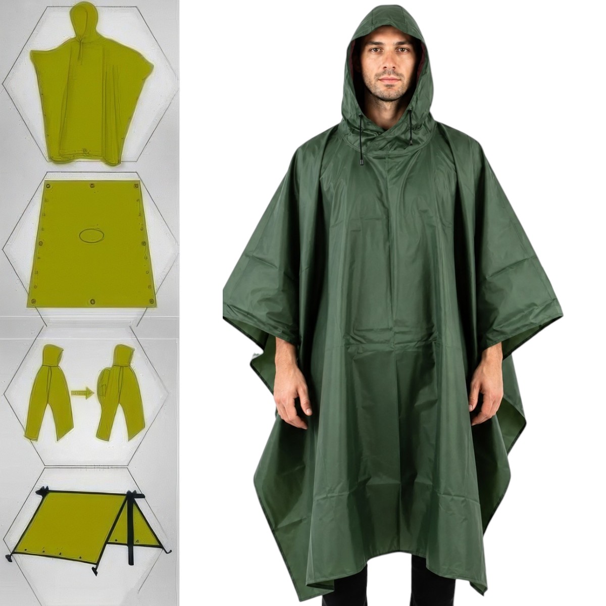 Плащ-палатка SAI MO TUO  3 в 1 One size Хаки