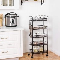 Этажерка на колесах Modern Home 5 ярусов 44 х 25 х 101 см (M50288-5BL) Черная