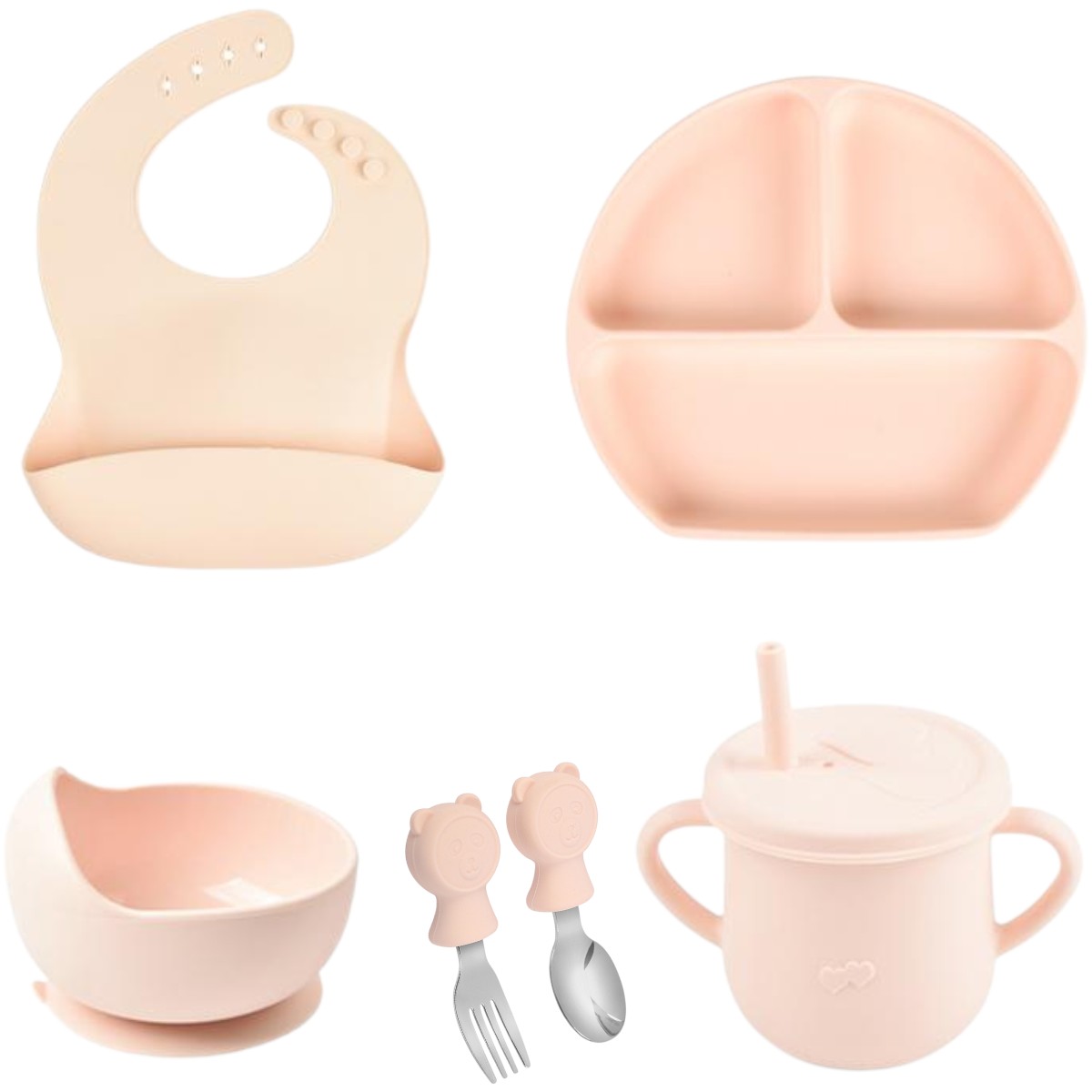 Детский силиконовый набор посуды для кормления Tableware Set 6 предметов (MA-4906)