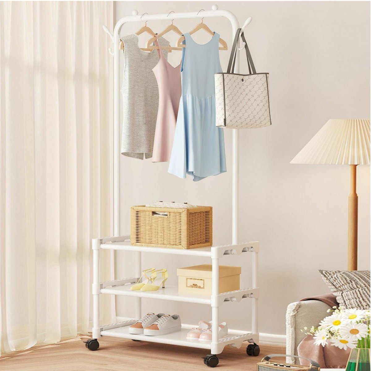 Вешалка-стойка для одежды и обуви Multifunctional Shoe & Hat Rack 56 х 34.5 х 162 см (R93317)