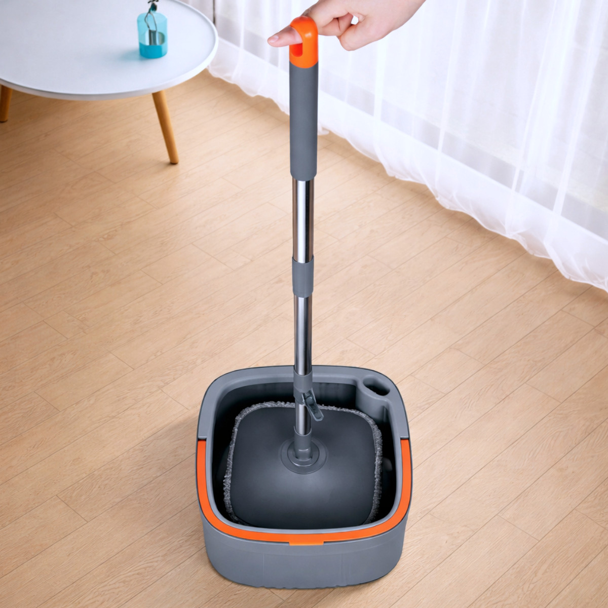 Умная швабра с бесконтактным отжимом и ведром 6 л + 2 насадки Clean Living комплект для уборки 