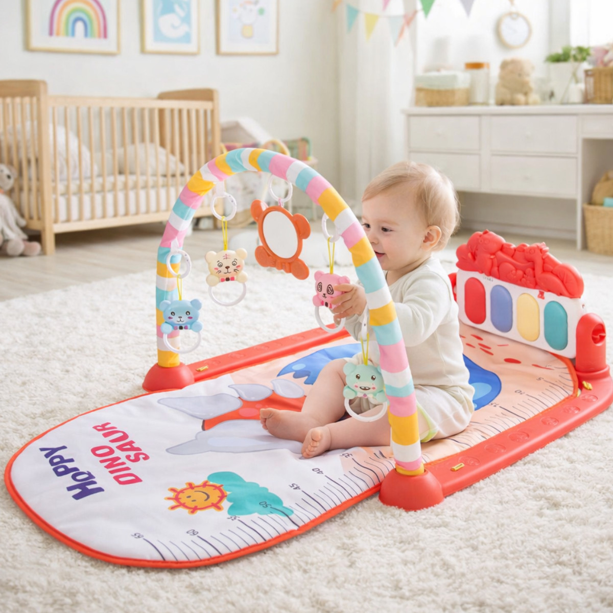 Розвиваючий килимок для дітей Baby's Piano Gym Mat з дугою, піаніно та підвісками (139)
