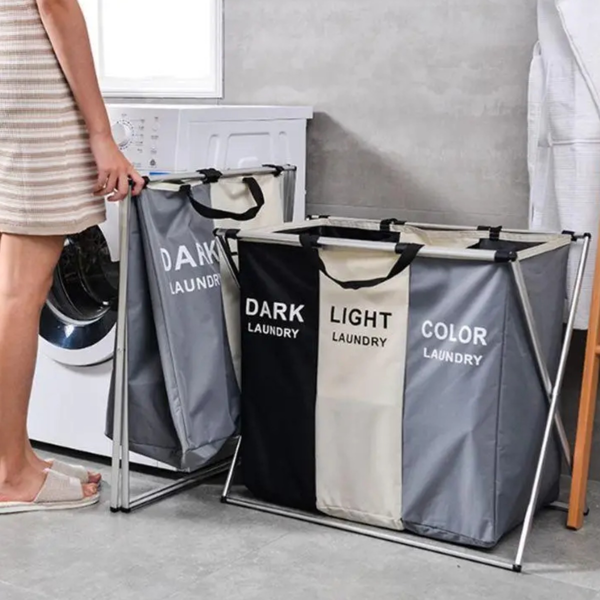 Корзина для белья складная Laundry Basket 3 секции (3887 LB)
