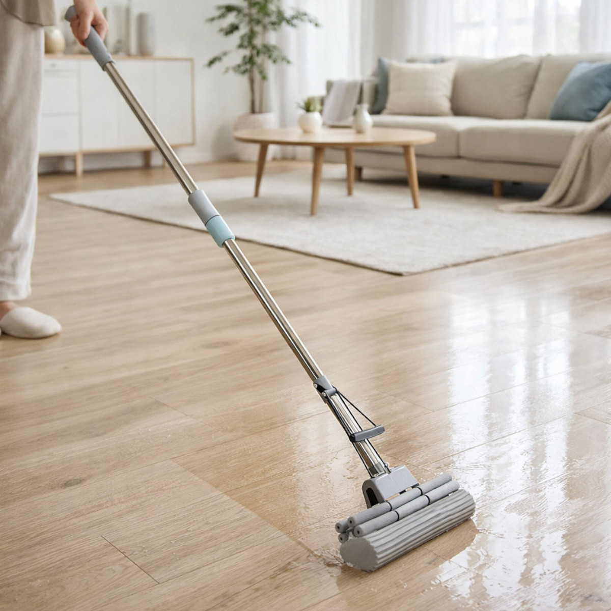 Швабра с отжимом Cleaning Mop с мягкой губкой 128 х 27 см (MH-6008)