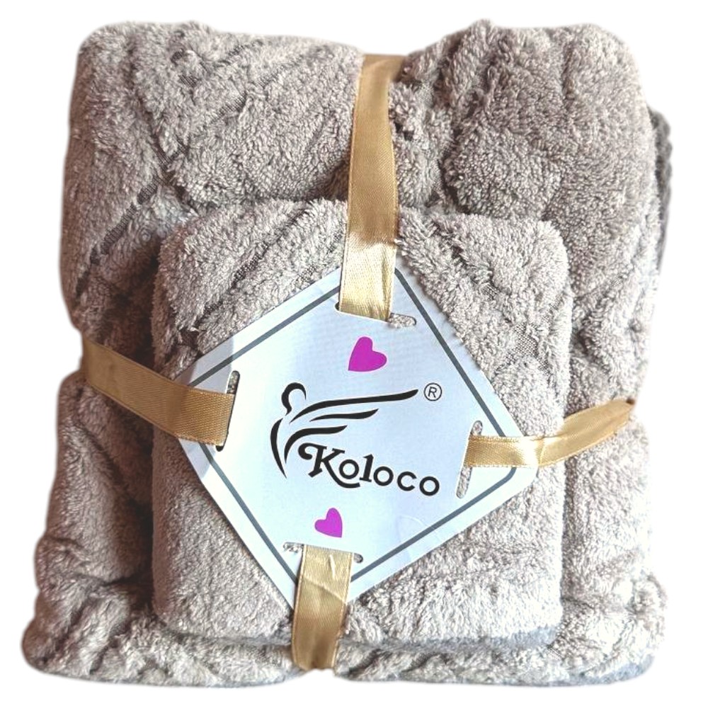 Набір рушників Koloco мікрофібра 70 х 140 + 35 х 75 см (41072) Світло-бежевий