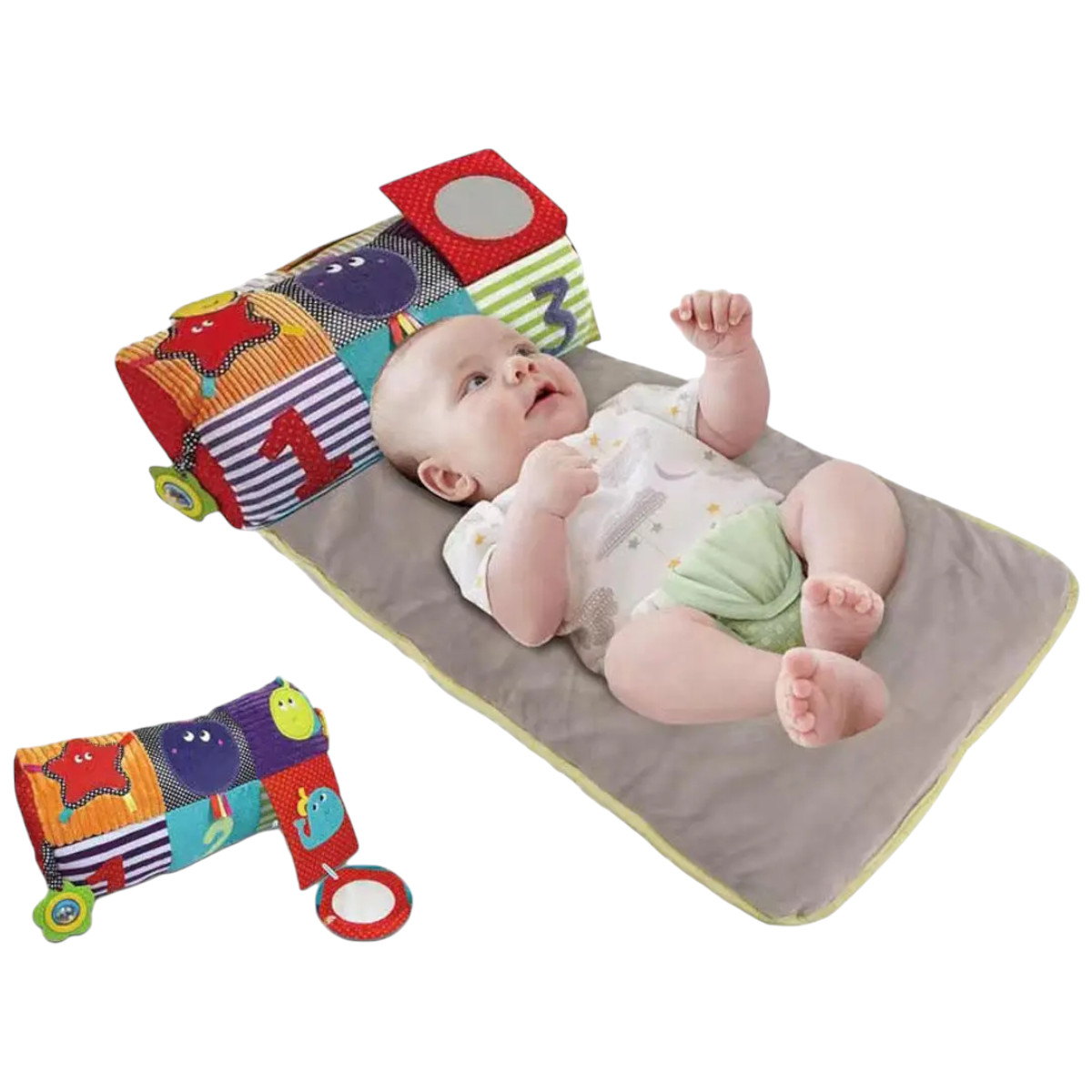 Дитячий ігровий килимок Baby Carpet 75 х 42 см м'який валик з ігровими елементами (023-78 A)