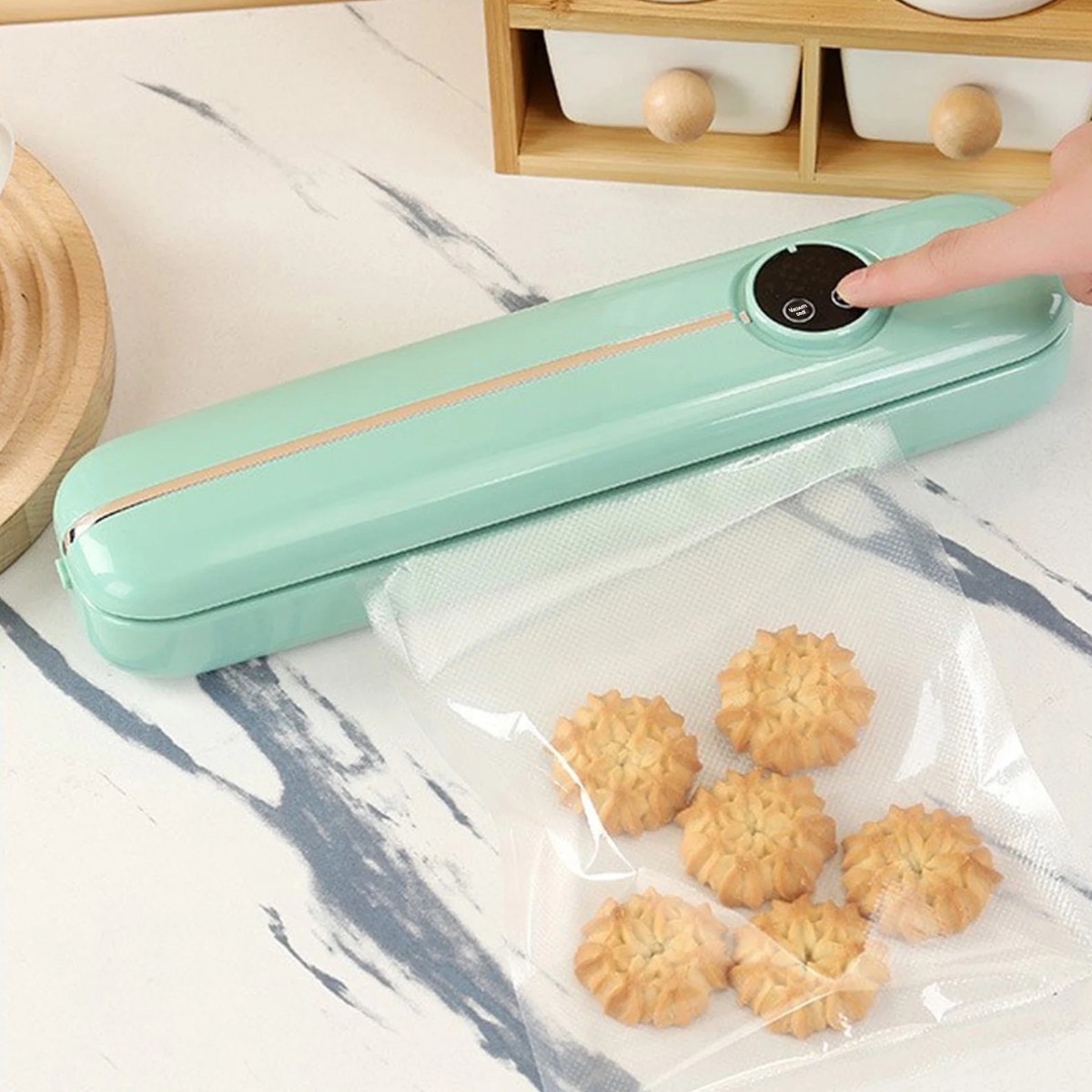 Вакууматор бытовой для продуктов питания Vacuum Sealer 90W вакуумный упаковщик + 10 пакетов (R97168)