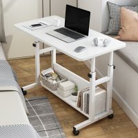 Стол компьютерный на колесиках с регулировкой высоты Laptop Table 80 х 40 х 69-90 см (M50261M-W)