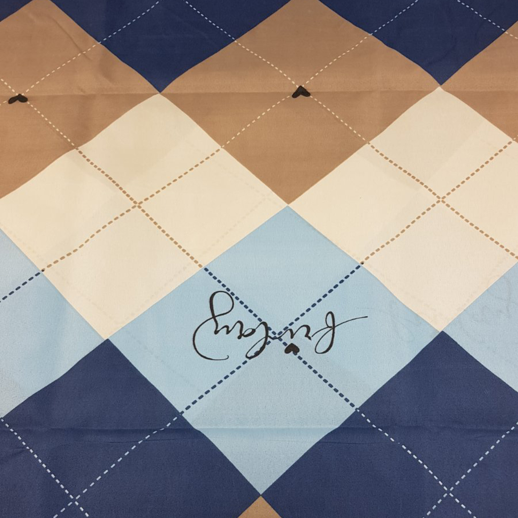 Підковдра двоспальна ТIROTEX бавовна 175 х 210 см (34662) Синьо-бежеві квадрати