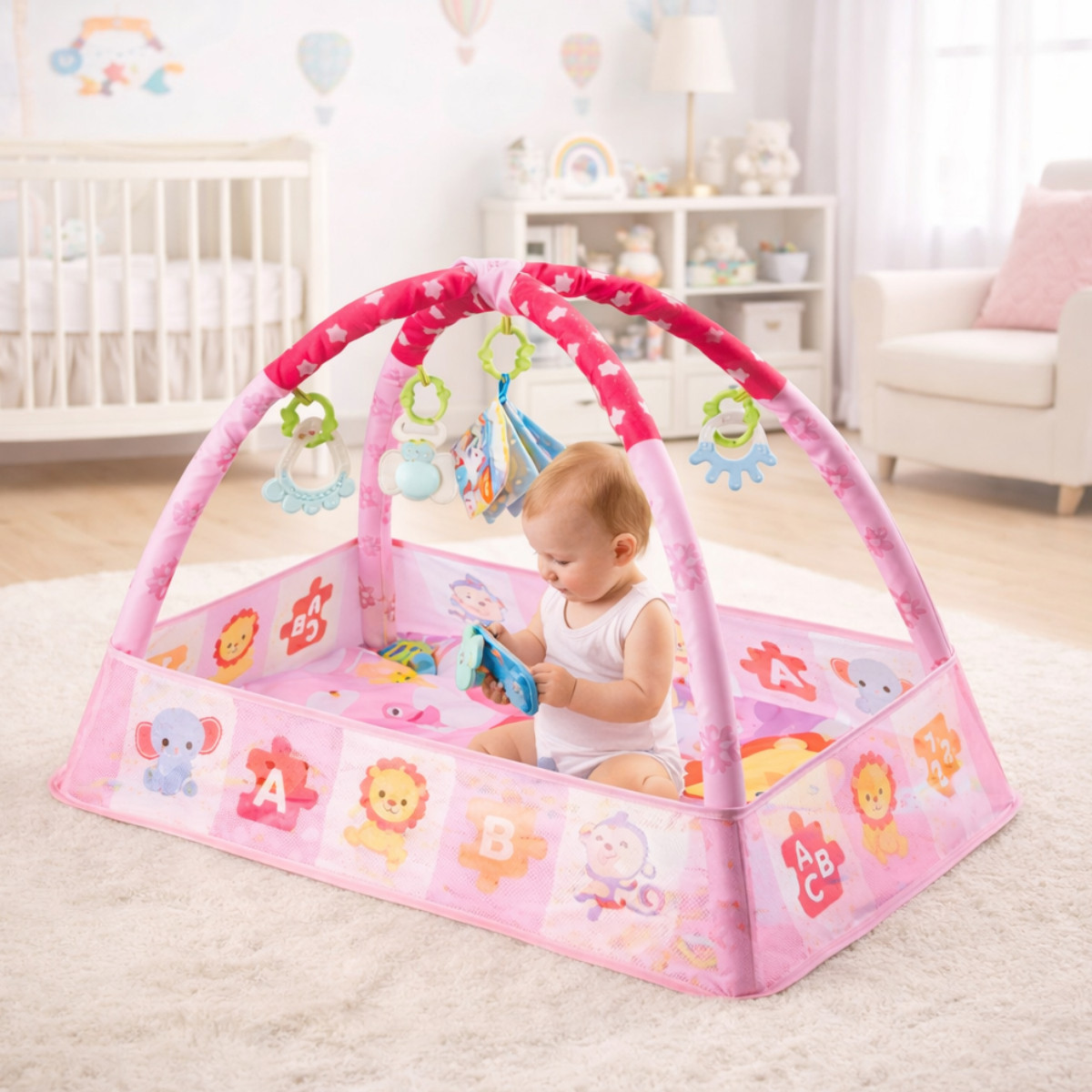 Дитячий килимок з м’якими бортиками Baby Play Gym розвиваючий кокон, ігровий килимок-манеж (515)