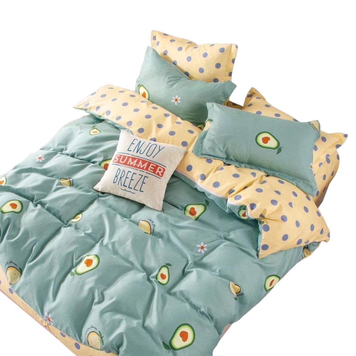 Комплект постельного белья Евро ZMW "Home Textile" сатин (37416) Авокадо