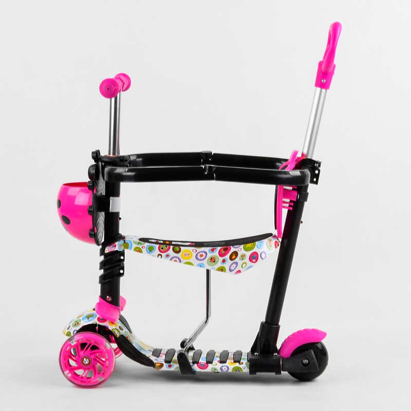 Самокат_5в1_S_6106_(1)_Best_Scooter_АБСТРАКЦИЯ_с_защитным_бампером_PU_колеса_ПОДСВЕТКА__КОЛЕС_в_коро