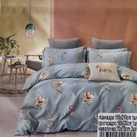 Комплект постельного белья Евро KOLOCO сатин (38725) Сердечки на белом