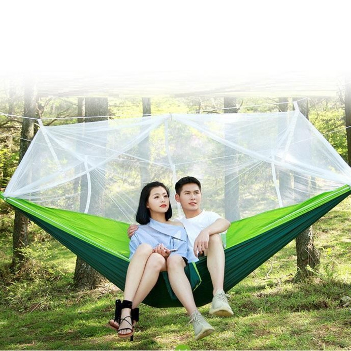 Гамак туристический Travel Hammock с москитной сеткой 260 х 140 см Зеленый