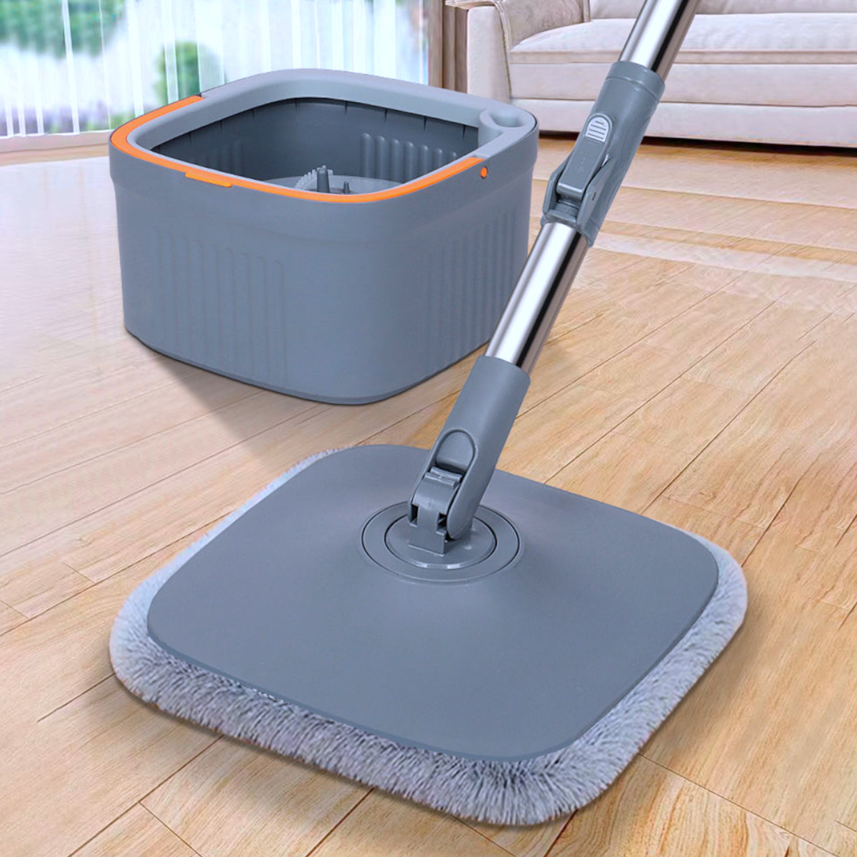 Умная швабра с бесконтактным отжимом и ведром 6 л + 2 насадки Clean Living комплект для уборки 