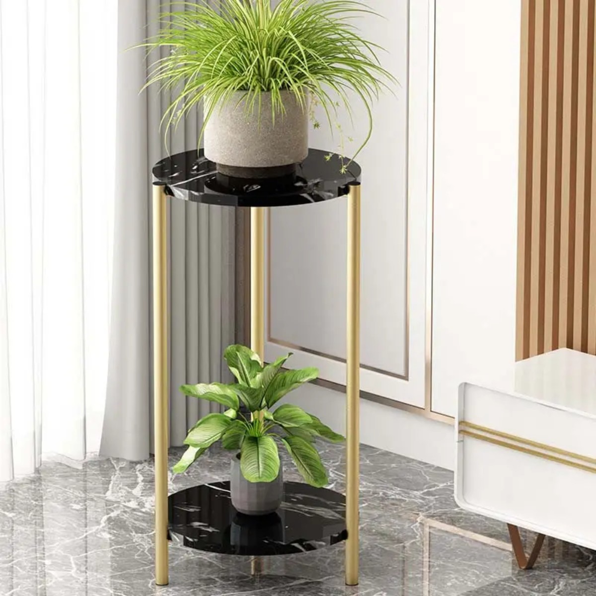 Стол журнальный Modern Home 2 яруса 30 х 30 х 60 см (M50269-BL) Чорний