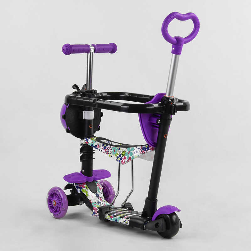 Самокат_5в1_S_9602_(1)_Best_Scooter_АБСТРАКЦИЯ_с_защитным_бампером_PU_колеса_ПОДСВЕТКА__КОЛЕС_в_коро