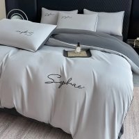 Постельное белье Евро KOLOCO Sophae сатин (40686) Светло-серый с серым
