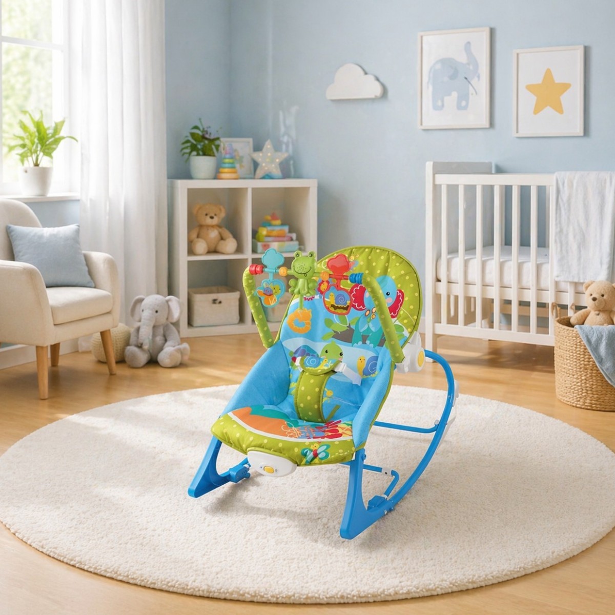 Дитячий шезлонг Rocker заколисуючий центр для новонароджених дітей, дитяче крісло гойдалки (68123-1)