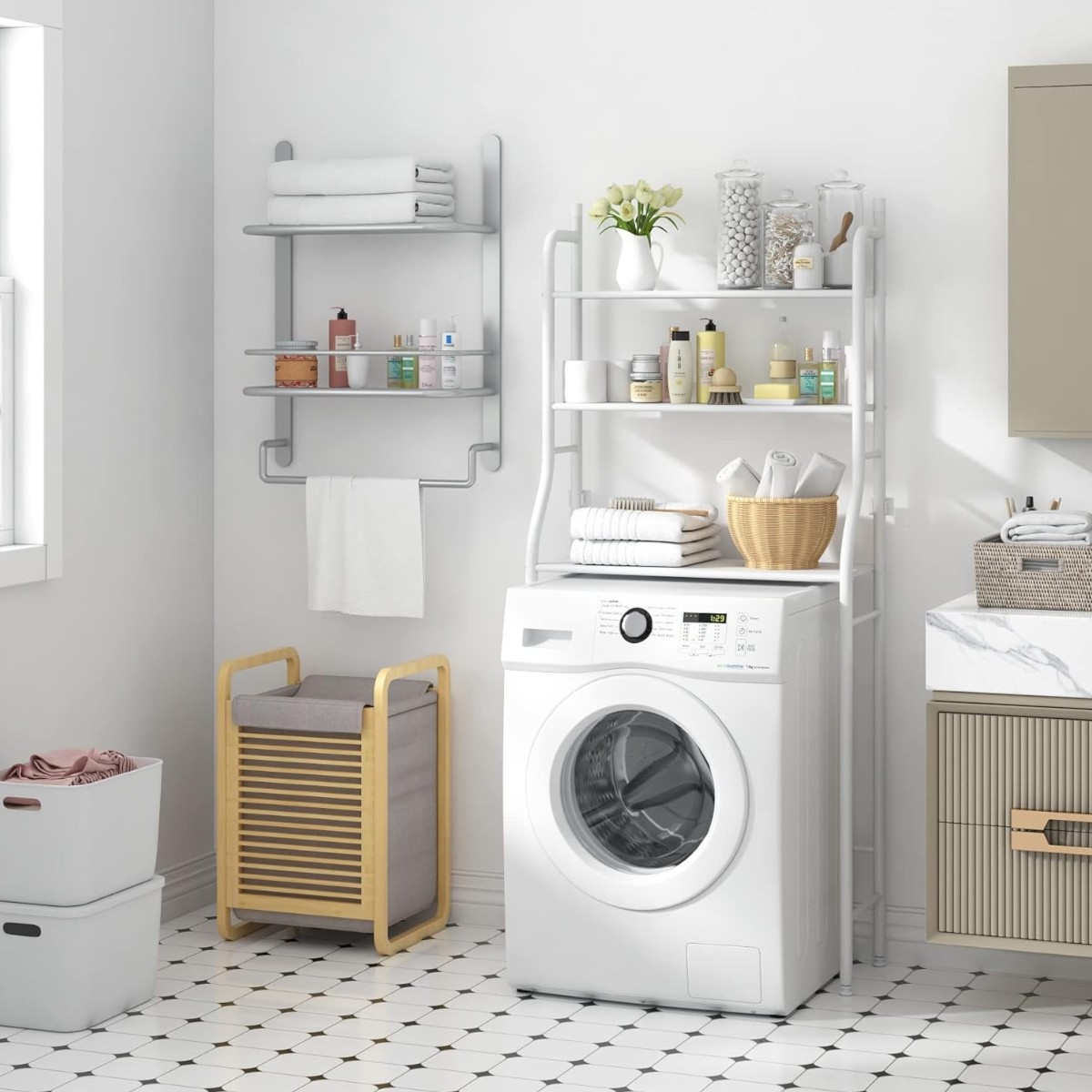Полка стеллаж напольная над стиральной машиной Laundry Rack 65 х 25 х 155 (R94069)