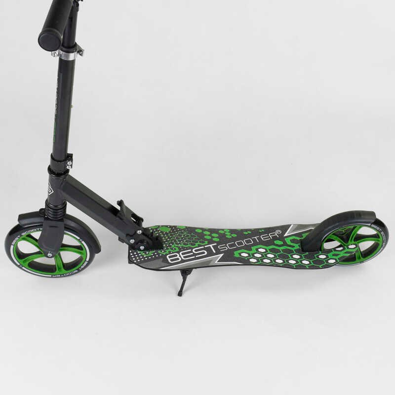 Самокат_70875_(2)_Best_Scooter_ЧЕРНЫЙ_зажим_руля_переднее_колесо_PU_-_230мм_заднее_колесо_PU_-_200мм