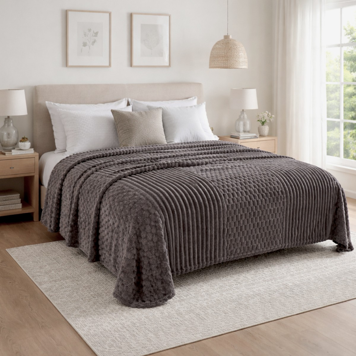 Плед двуспальный KOLOCO "Шарпей Comfort 3D" 180 х 200 см (43230) Тёмный серый