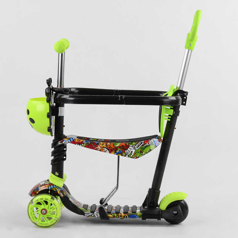 Самокат_5в1_S_7407_(1)_Best_Scooter_АБСТРАКЦИЯ_с_защитным_бампером_PU_колеса_ПОДСВЕТКА__КОЛЕС_в_коро
