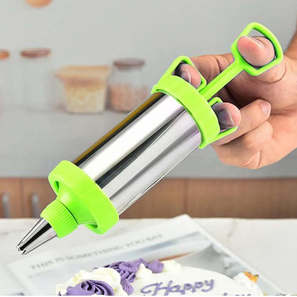 Шприц кондитерский Kitchen Ware + 4 насадки  (Зеленый)