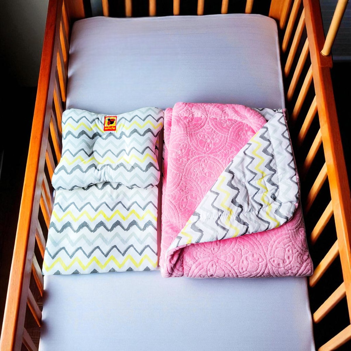 Дитячий постільний комплект Масік "Bed Set Newborn" подушка, ковдра, простирадло (МС110512-09) Рожевий