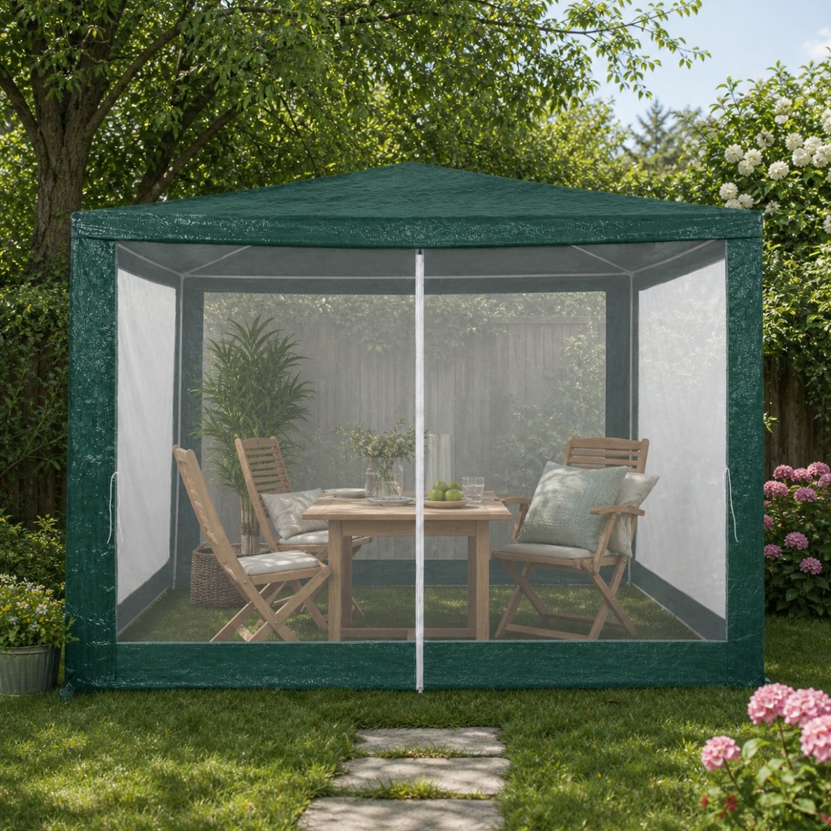 Садовая беседка-павильон Gazebo Tente 2.5 х 3 х 3 м складной шатер с москитной сеткой для сада, дачи