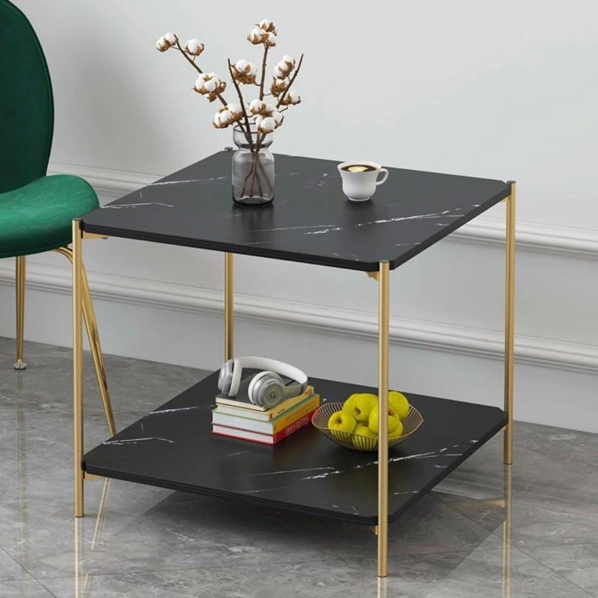 Стіл журнальний Modern Home 2 яруси 40 х 40 х 43 см (M50268-BL) Чорний