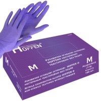 Перчатки нитриловые смотровые Hoffen текстурированные неопудренные 100 шт (HFN-12302) Фиолетовые