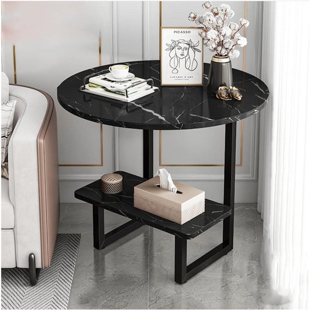 Стол журнальный Modern Home 2 яруса 40 х 40 х 56 см (M50273-BL) Черный
