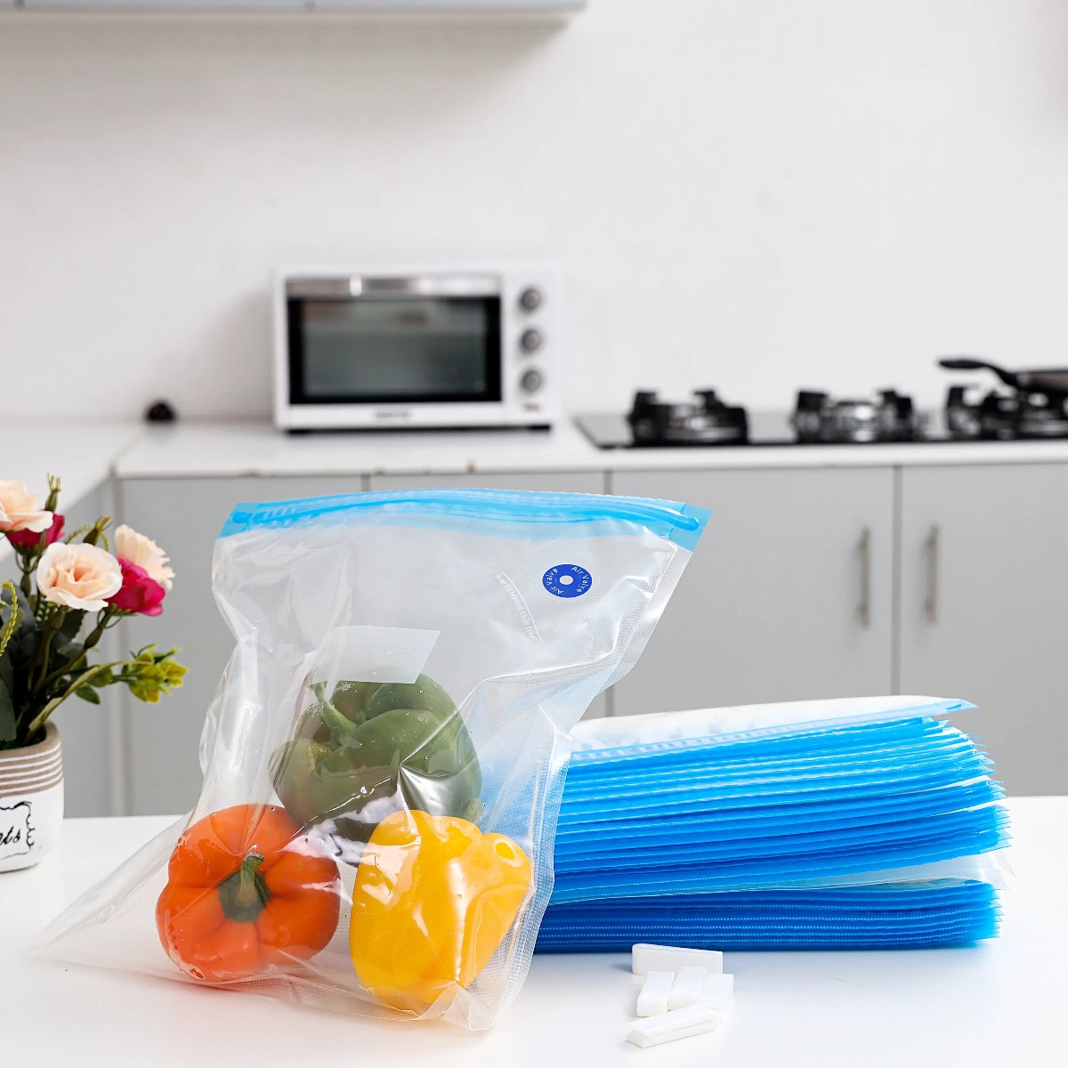 Вакуумные пакеты Vacuum Bag для пищевых продуктов с застежкой и клапаном 6 шт 21 х 22 см (R37418-22)