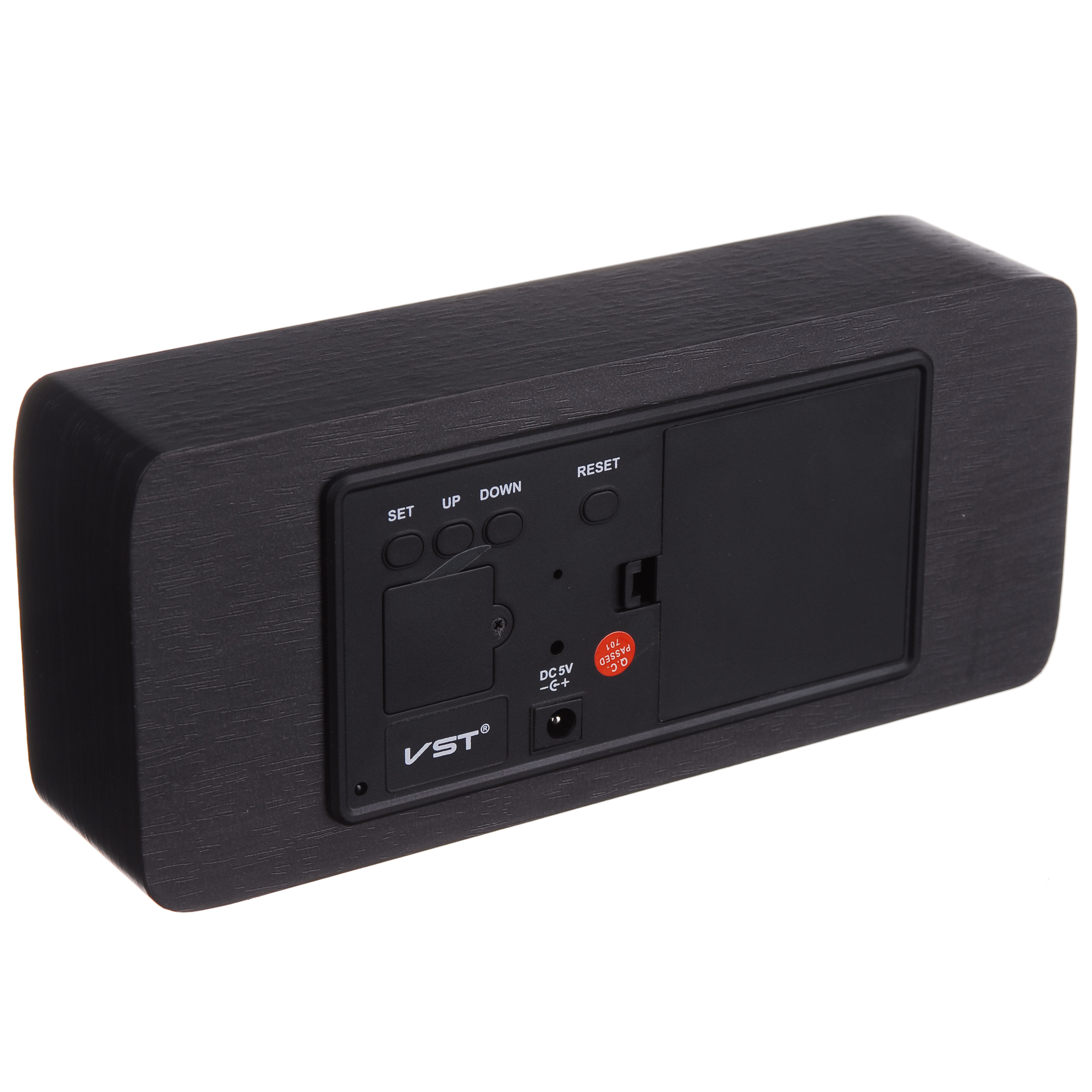 Настольные часы Led Woden Clock (VST-865-1) Черные с красной подсветкой