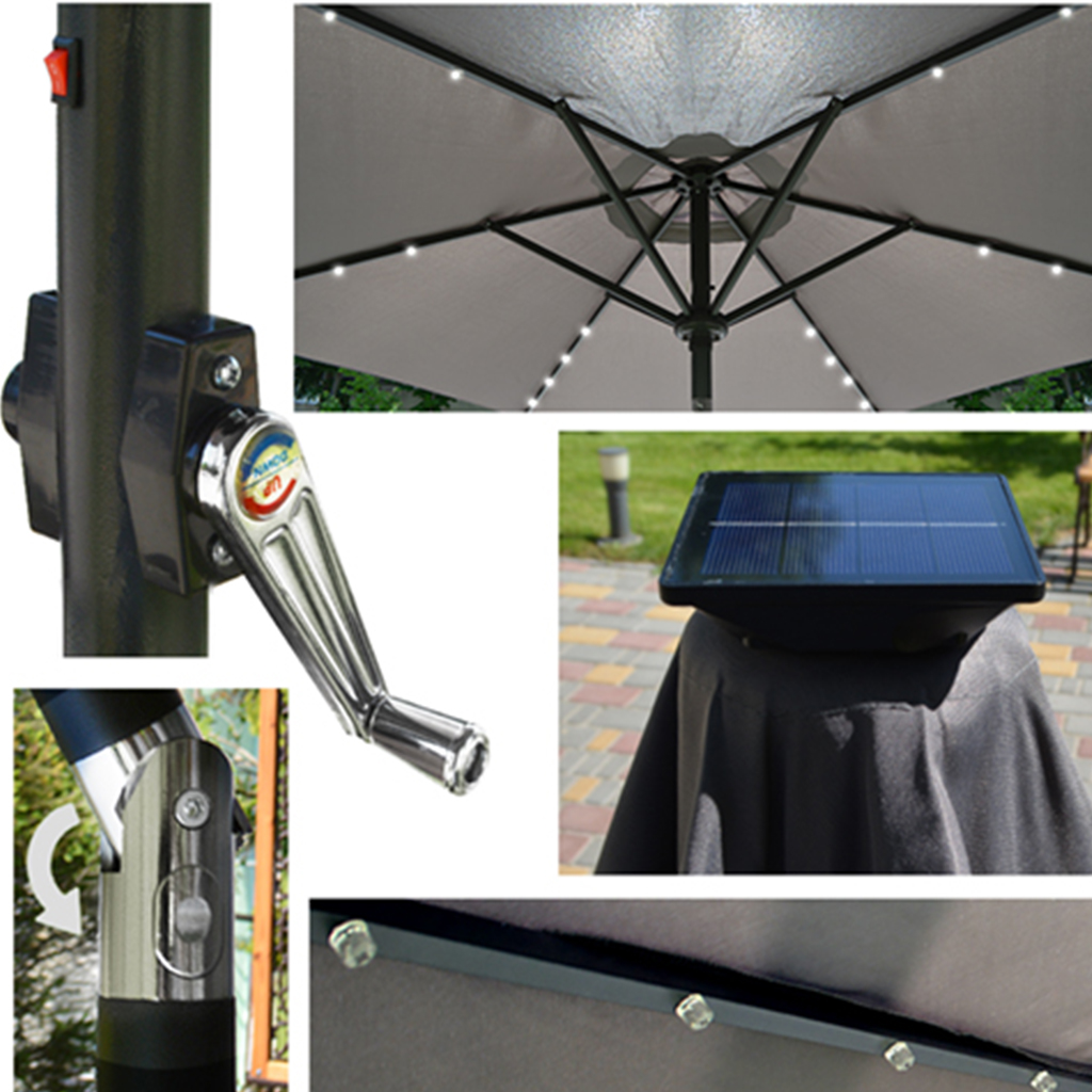 Зонт для кафе с led-подсветкой антиветер STENSON "Кафе" 2.7 м (MH-3836) 