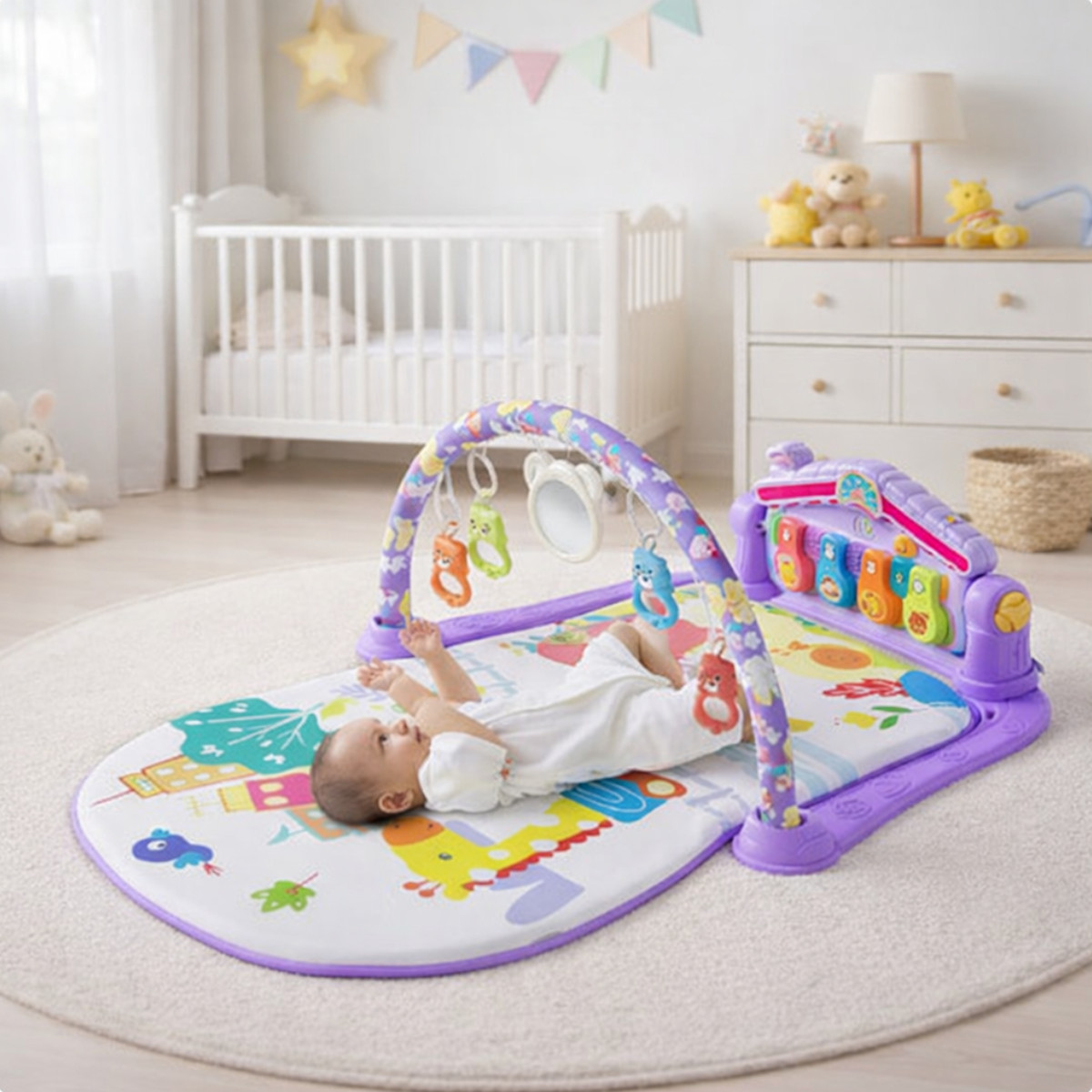 Розвиваючий килимок для дітей Baby Gym з дугою, піаніно та підвісками (8622)