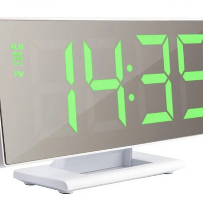 Настольные часы Led Mirror Clock 3618LP Зеленая подсветка 