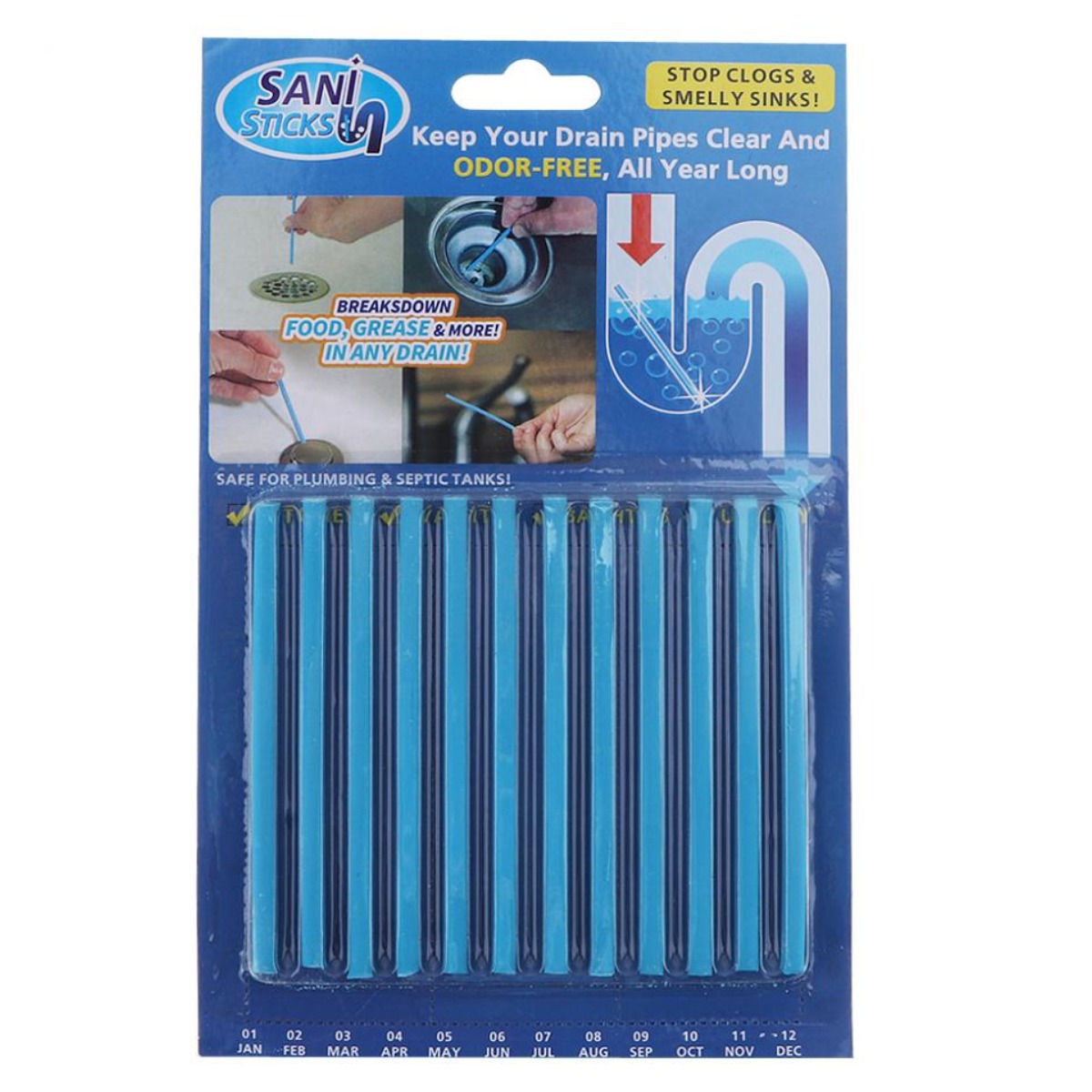 Палочки для устранения засоров SANI STICKS 12 шт 