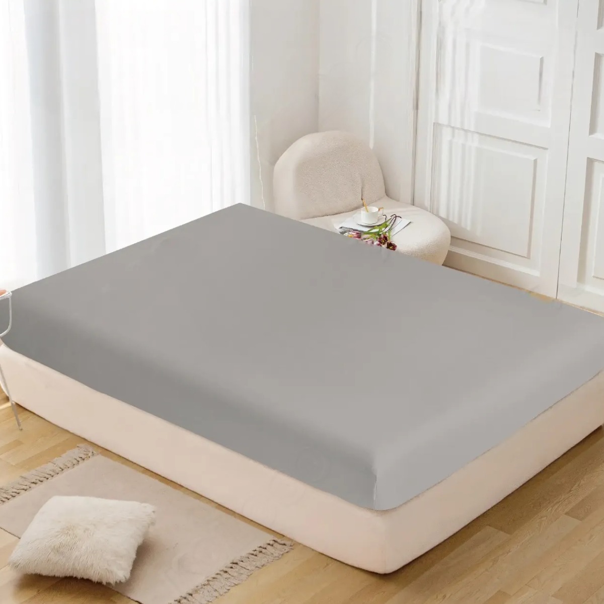 Простирадло на резинці KOLOCO 160 х 200+25 см + 2 налочки 50 х 70 см (40904) Сірий