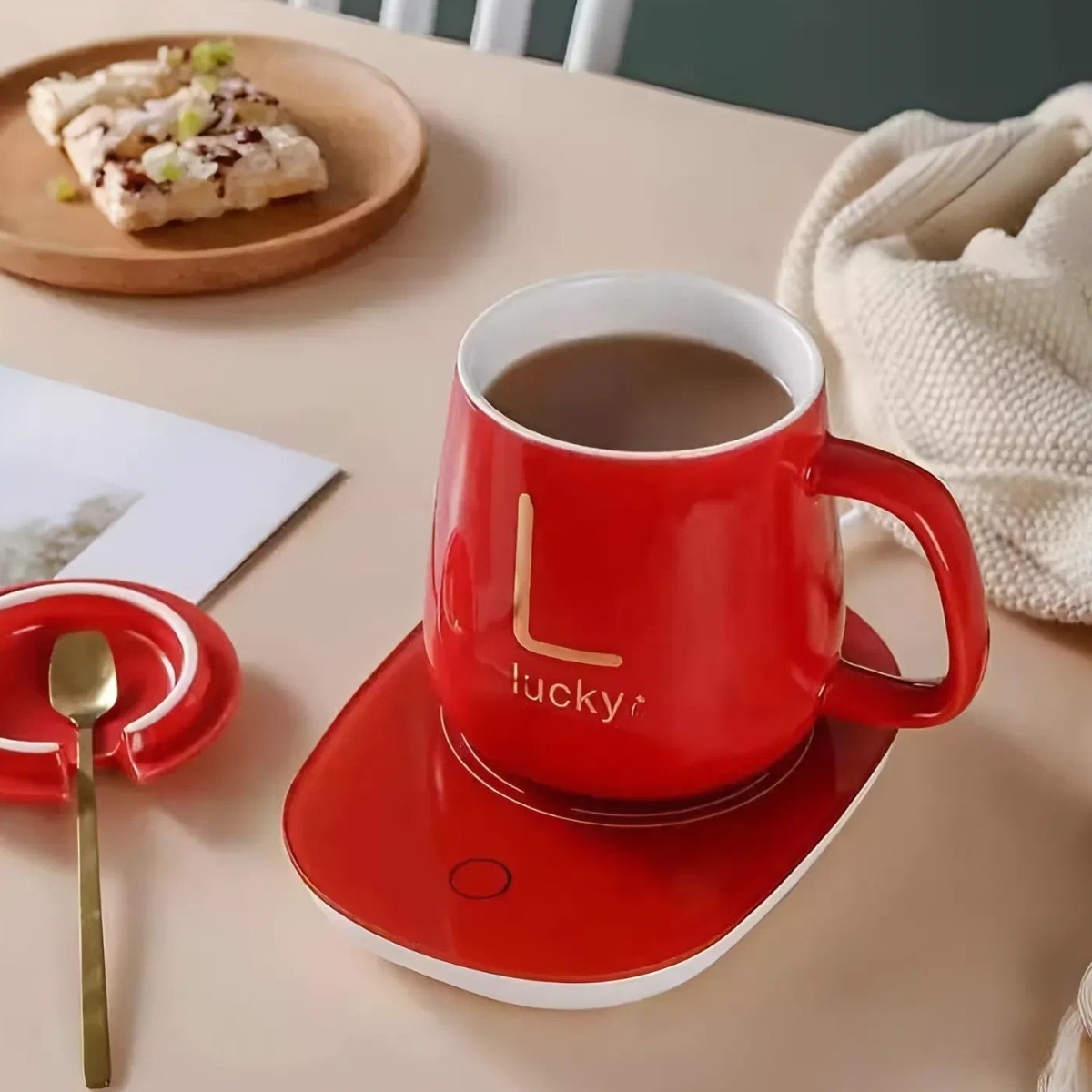Чашка с подогревом на подставке Lucky керамическая чашка с крышкой 400 мл