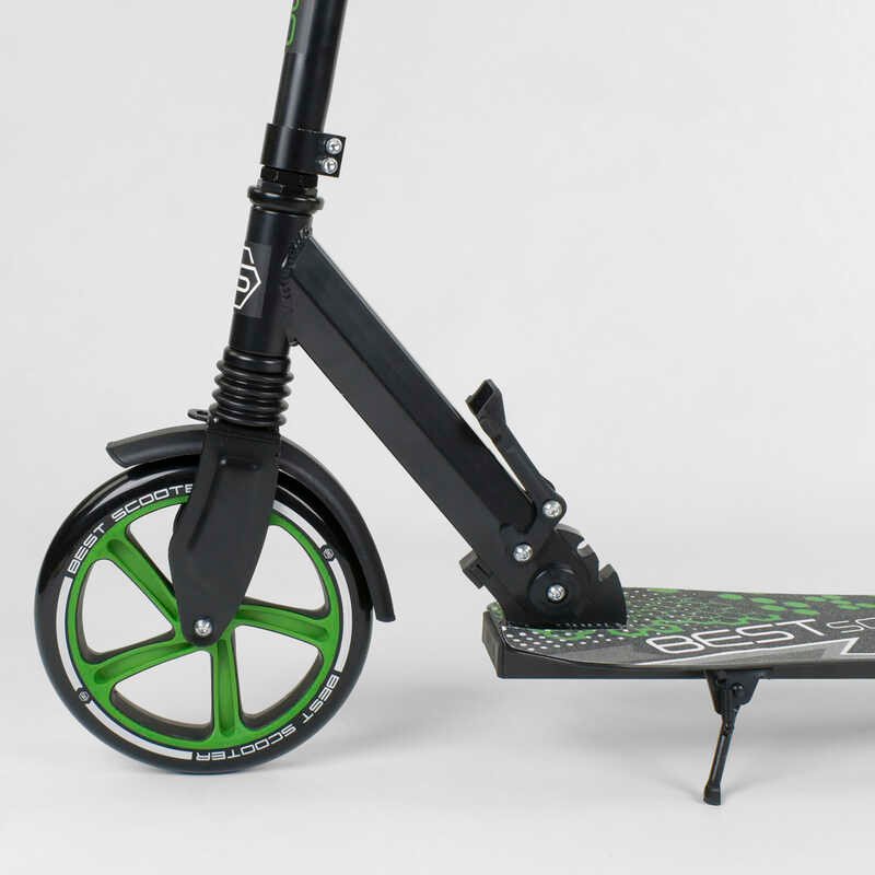 Самокат_70875_(2)_Best_Scooter_ЧЕРНЫЙ_зажим_руля_переднее_колесо_PU_-_230мм_заднее_колесо_PU_-_200мм